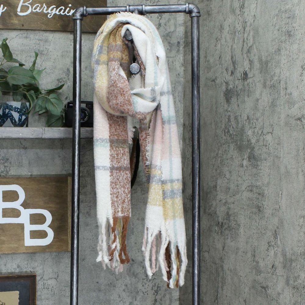 Cejon | Plaid Blanket Wrap Scarf with Fringe
